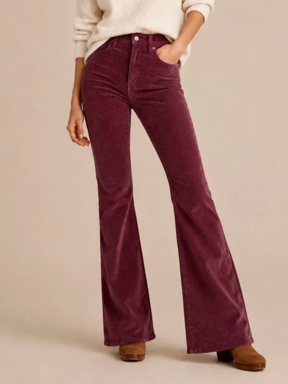 Madewell Perfect Vintage Flare Corduroy Pants | 31 Tall | Vintage Mulberry